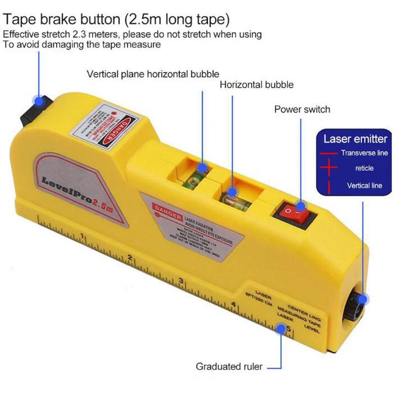 Multipurpose Level Laser Horizon Vertical Measure Tape Horizontal Ruler 4 In 1 Infrared Laser Level Cross Line Laser Tape