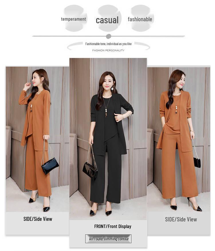 Spring & Autumn Loose Fit Three-Piece Plus Size Women's Fashion Suit