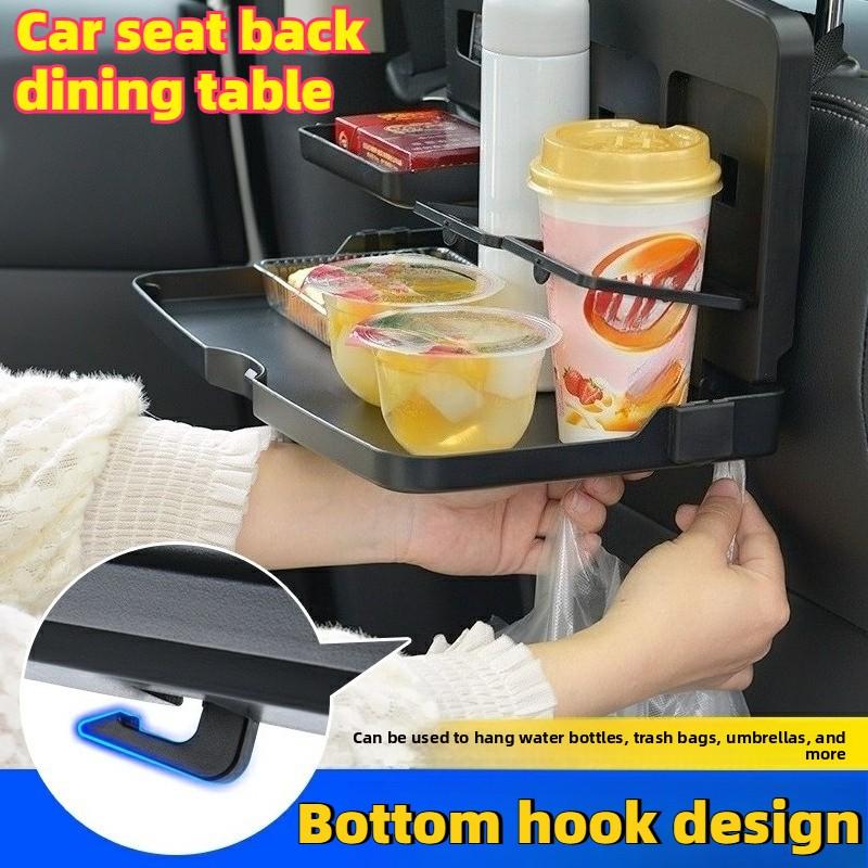 Car Back Seat Dining Table With Cup Holders -Foldable Large Capacity Stable Thickened Material Auto Interior Food Tray Accessory