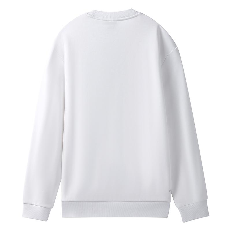 Li Ning Sweatshirts Unisex White Crew Neck Thickened Regular AWDVG99-2