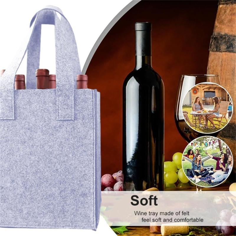 Flaskbärare för vin Filtbärare för vinflaskor Väska Filtpåsar för vin Bärbar skyddsväska för resor och fester