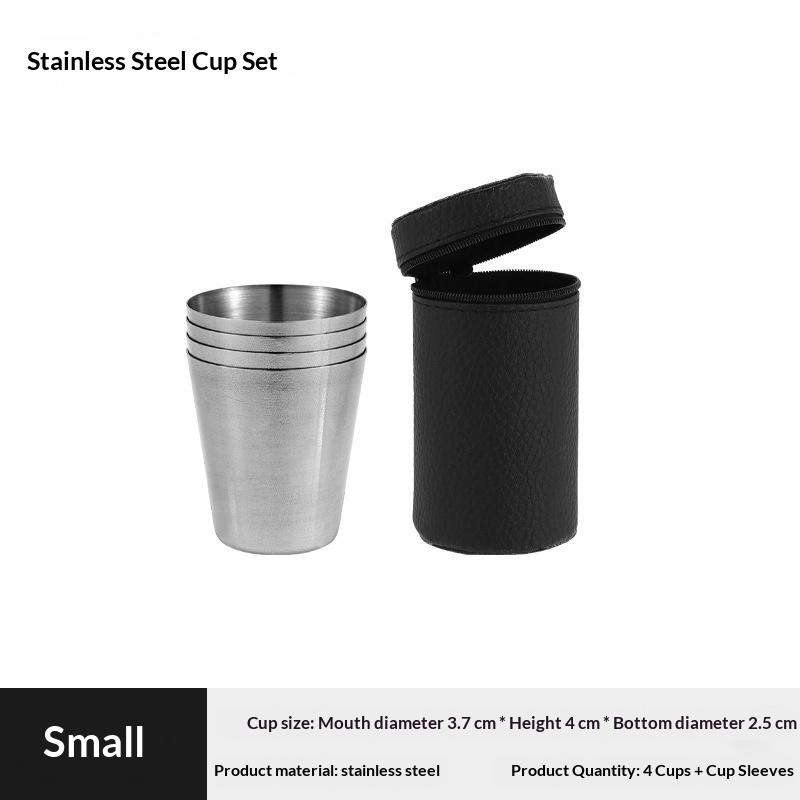 

4pcs/Set 30/70/170ml Stainless Steel Glass Set Outdoor Small Glasses Set Travel Picnic Cup Set 30/70/170ml