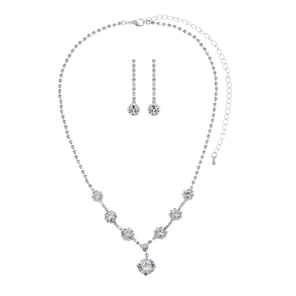 

Bridal Suit Celebration Women S Clothing Accessories Silver Claw Chain With Water Diamonds Exquisite Necklace Earrings 705
