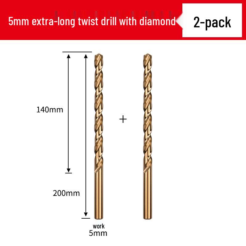 Cobalt Extra-Long High-Strength Alloy Twist Drill Bit for Stainless Steel and Woodworking