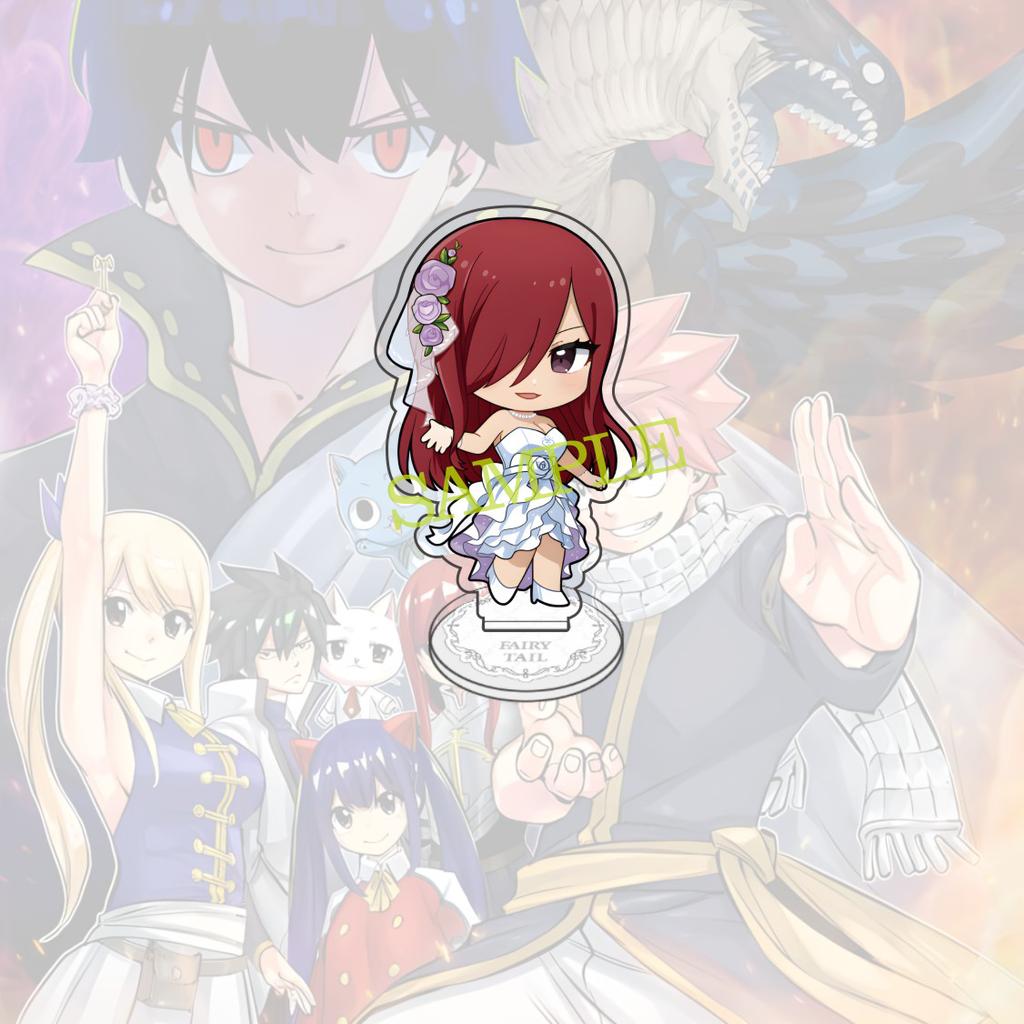 Anime FAIRY TAIL 10 Cm Acrylic Natsu Happy KEAI Elza Lucy Jellal Mirajane Standing Model Gray Desktop Decoration Fan Gift