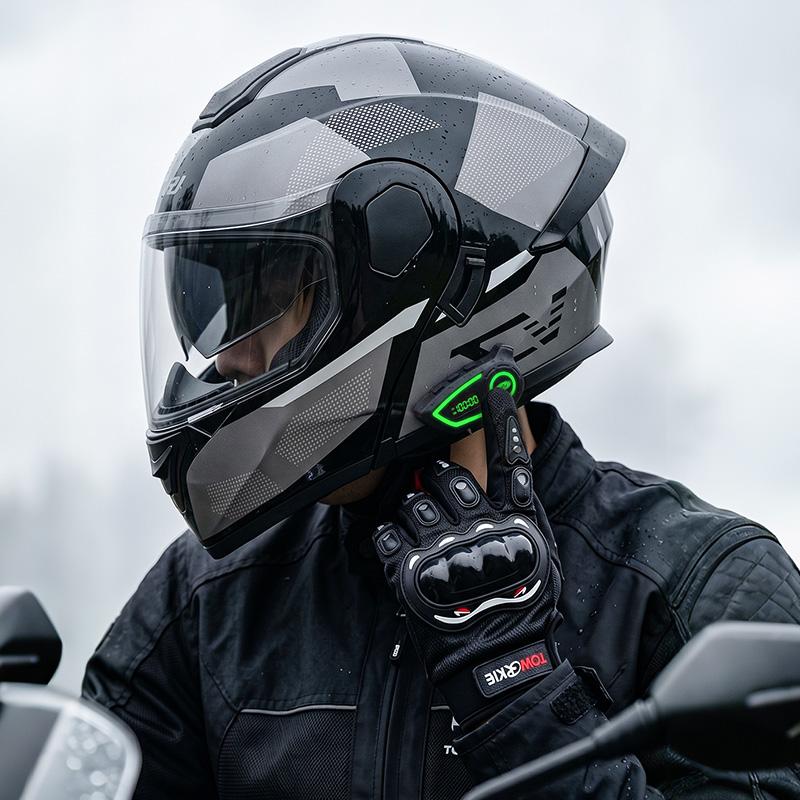 New Dot Certified Open Face Motorcycle Helmet with Blue Tooth Dual Visor Abs Shell Quick Release Closure All Seasons Wholesale