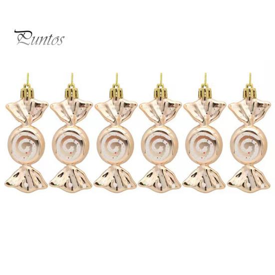 6Pcs Christmas Candy Pendants Hanging Decorations Lanyard Design Bright Color Xmas Tree Candy Ornaments