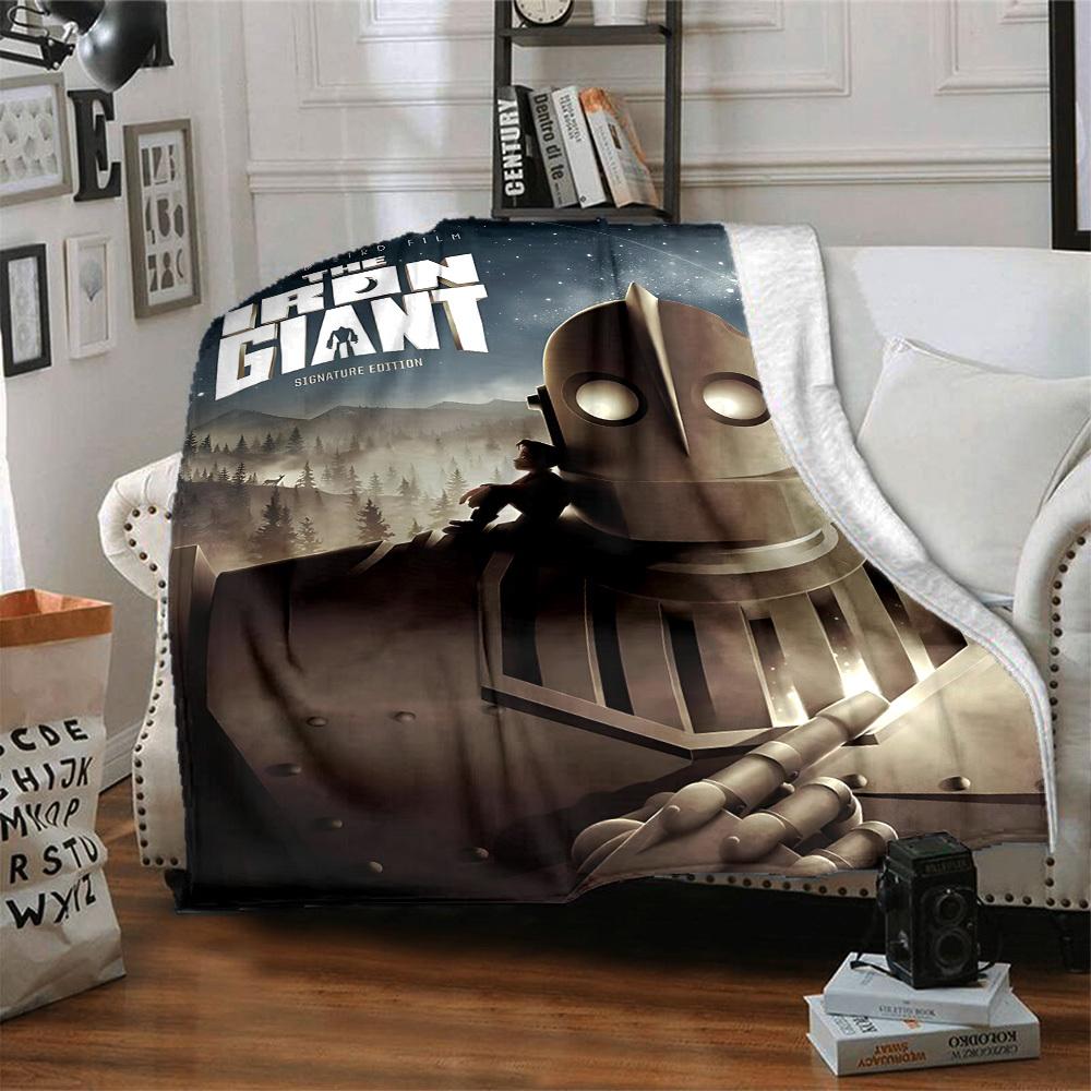 1pc Iron Giant Movie Poster Flannel Throw Blanket - Lightweight Soft Warm All-Season Blanket for Sofa, Bed, Travel, Camping L1029106