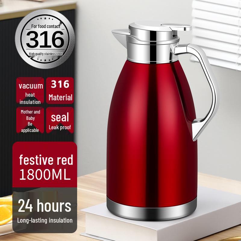 Large Capacity Stainless Steel Thermos Pot - Long-Lasting Hot Water and Boiling Bottle for Home or Restaurant Use.