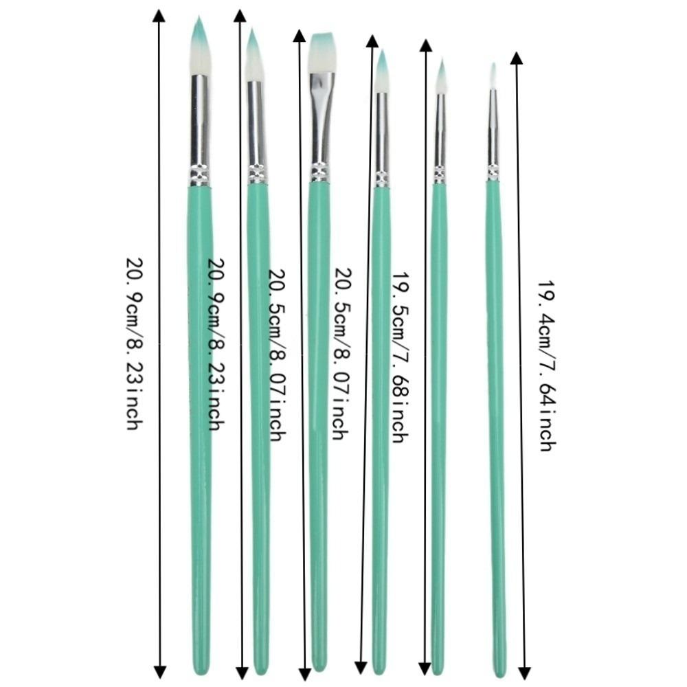 6pcs Flat And Pointed Watercolor Paint Brush Set Clay Sculpting Tool Set For Watercolor Painting