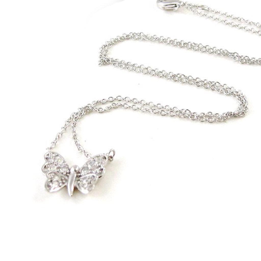 Les Trésors De Lily [I9890] - Collier Argent 'Papillon' blanc argenté (rhodié) - 10x12 mm