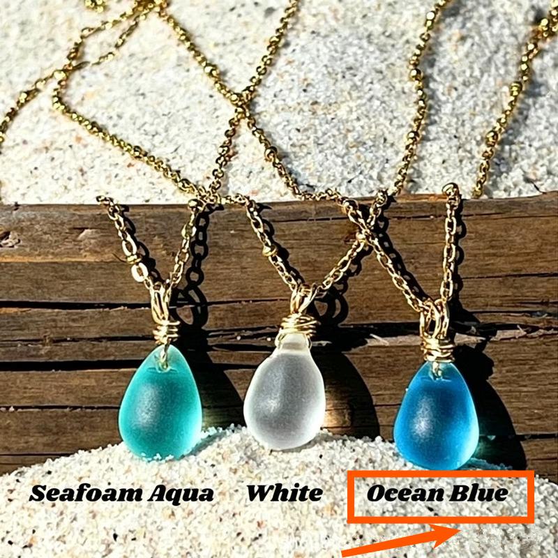 

Sea Glass Soul Sister Necklace, Valentine s Day gift, Couple s gift, Girlfriend gift, Birthday gift темно-синього кольору