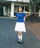 Ohesio Stripe Logo Crop T-Shirt, Blue