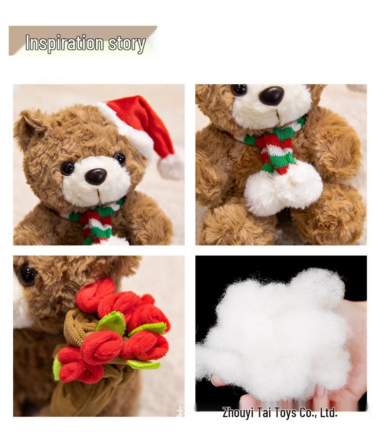 Holiday Gift Plush Teddy Bear with Valentine’s Day Rose Bouquet - Christmas & Graduation Celebration