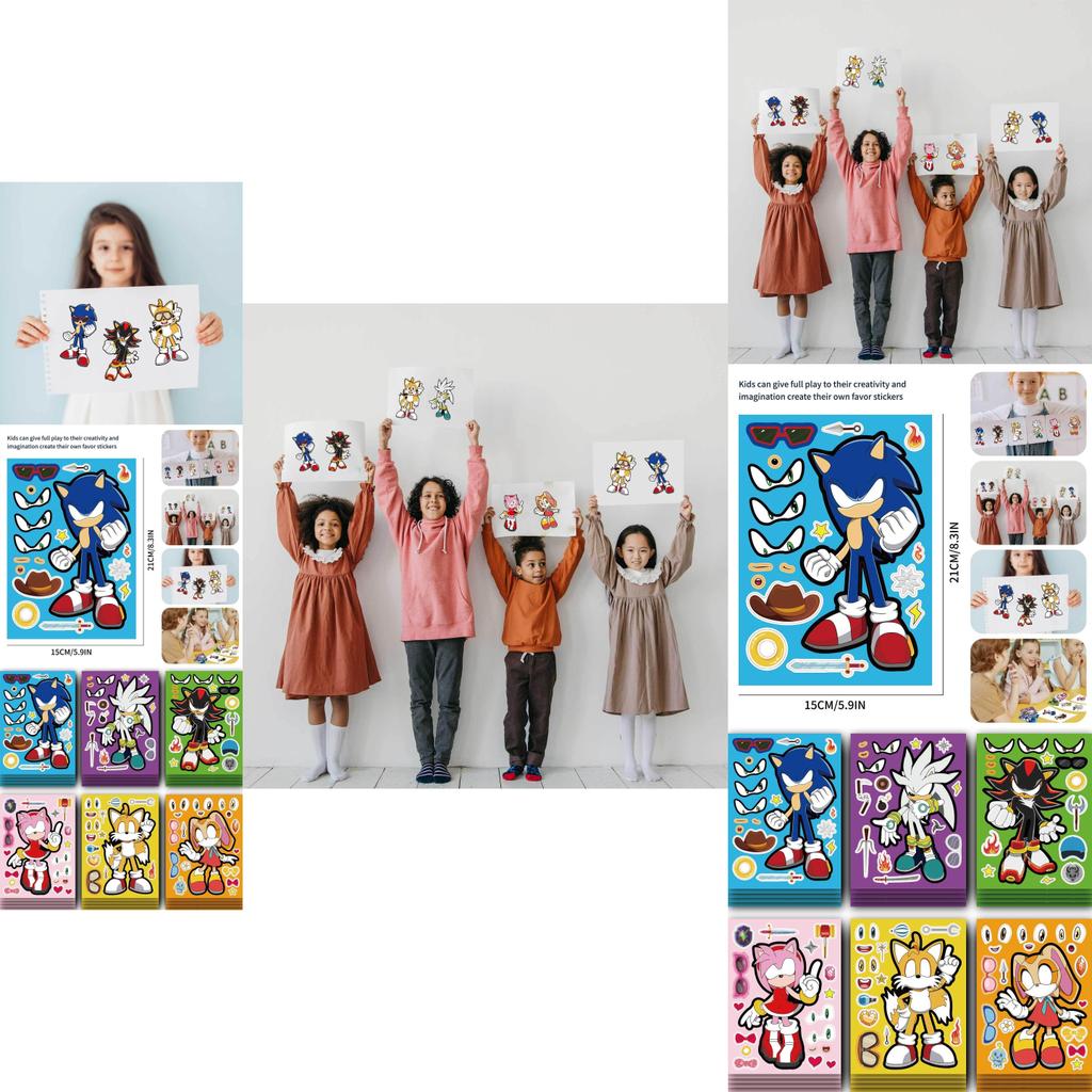 Adorable Sonic The Hedgehog Kids Anime Puzzle Interactive Sticker Diy Craft Set