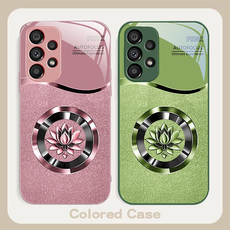 Gradient Golden Lotus For Samsung S8 S9 S10 S20 Ultra S21 Pro S22 Plus S23 FE S24 Ultra S25 Edge S25Ultra Glass Phone Case