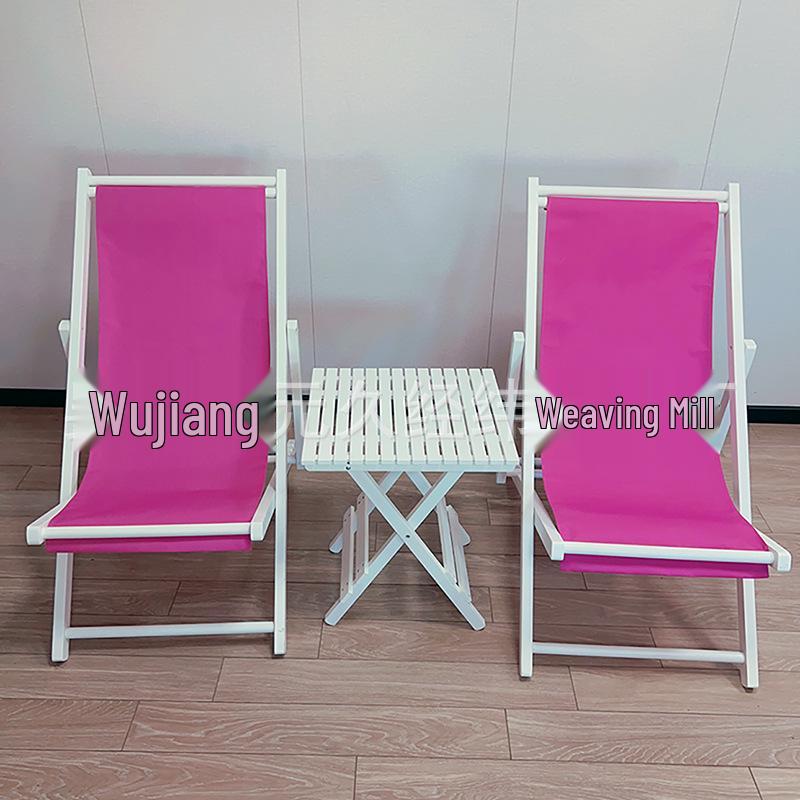 Pink Wooden Outdoor Lounge Chair for Beach, Balcony, Camping, and Garden