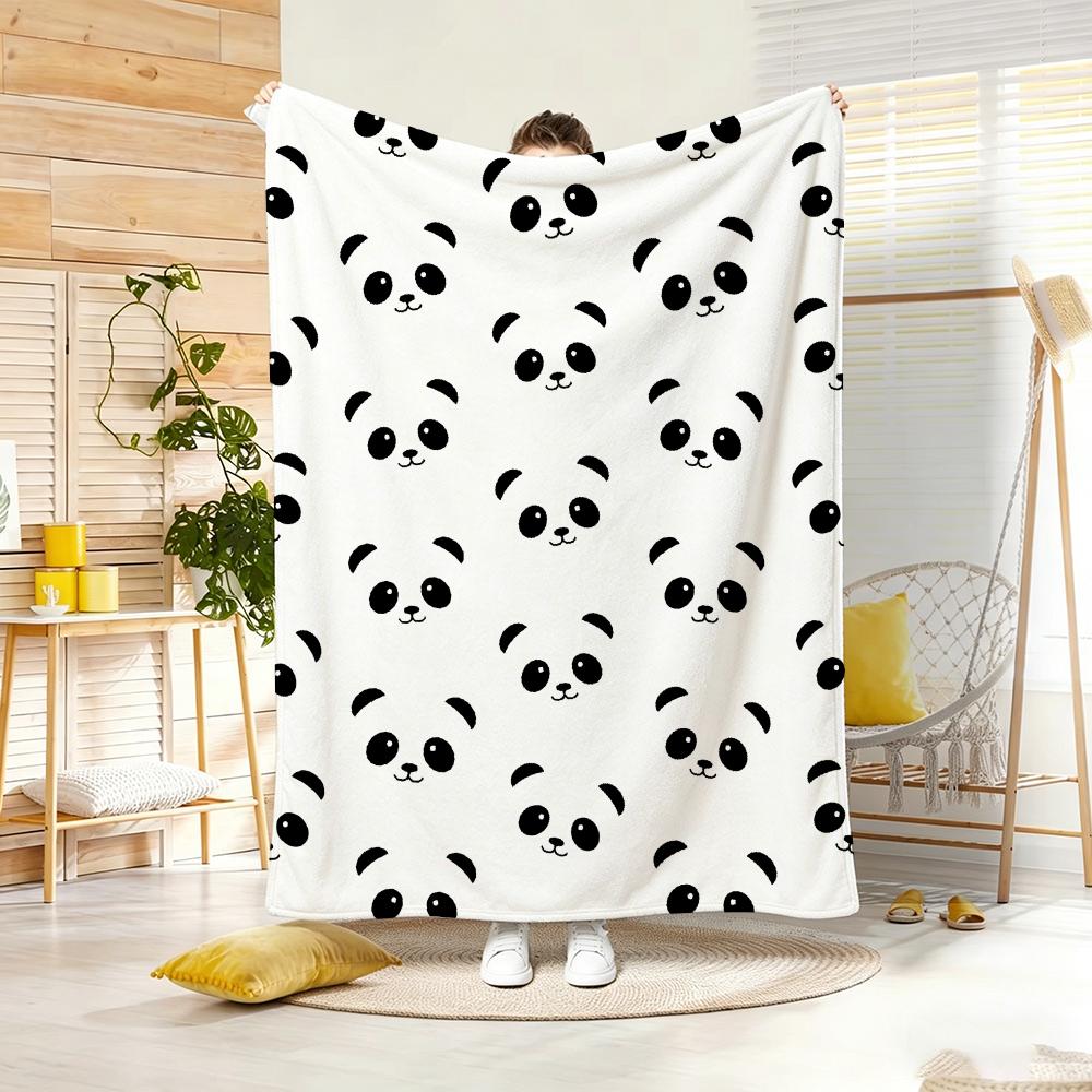 Cute Panda Cartoon Throw Lightweight G Flannel Blanket Soft Skinfriendly for Summer Cooling