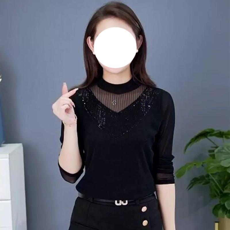 

Fleece Thickened Bottoming Shirt Women s Autumn and Winter New Inner and Outer Wear Age-reducing and Thin Top 5XL