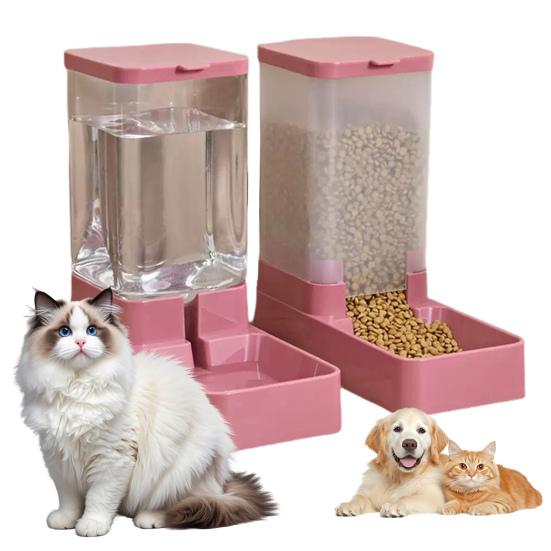 Automatic Pet Feeder And Water Dispenser Set 3.8L Capacity Food Bowl Water Drinker Pet Feeding Station for Small Medium Dog Cat Puppy