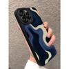 Abstract Navy Wave Line Art Minimalist Style Phone Case for iPhone 17 16 15 14 13 12 11 Series Pro Max Plus