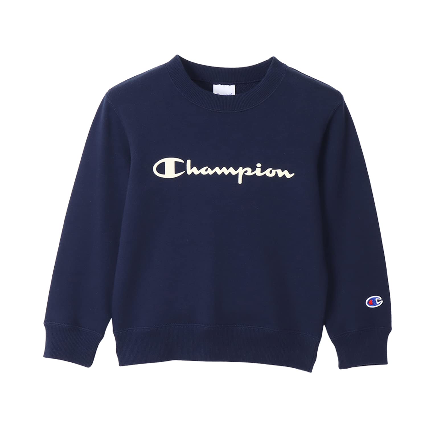 

Champion Long Sleeve Crew Neck USA Script Size 120 Kids Sweatshirt, 100% Cotton, Logo, Navy, (CK-Y002)