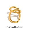 MamacitaSlay Unique 316L Stainless Steel Geometric Ring Party Waterproof 18K Gold Plated Jewelry Women's Statement Ring Gift