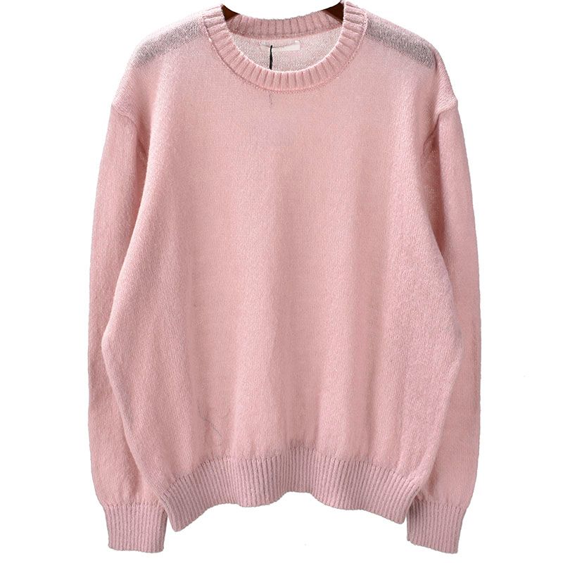 Autumn New Knitwear round Neck Loose and Lazy Style Plus Size Mohair Pure Color Long Sleeves Pullover Women