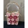 Straw Sunflower Square Birdcage Handbag With Hollow Cutout Design Women Evening Party Tote Bag