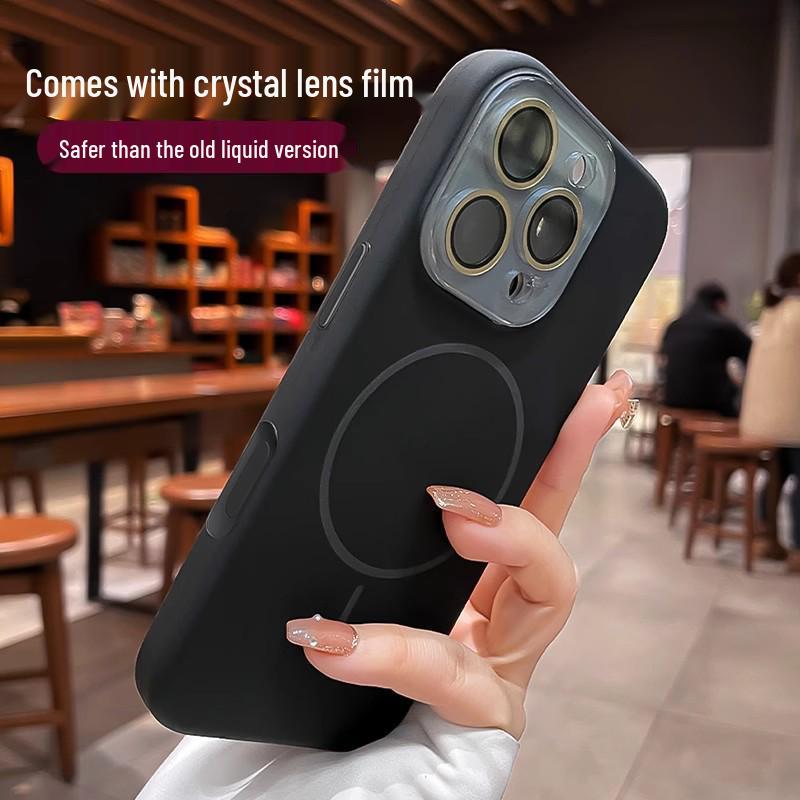 Apple 17Promax AI Button Liquid Silicone iPhone16 Case - Thin, Magnetic, Anti-Fall Ring
