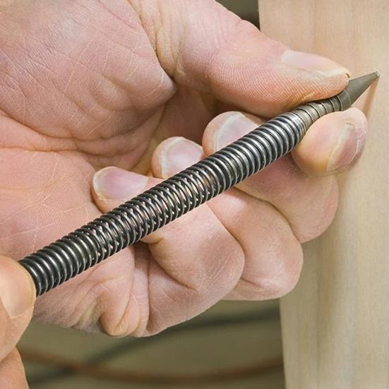 Dual Head Spring Nail Set Hinge Pin Punch Tool 3500 PSI Impact Hammerless Design Durable Steel Construction Wood/Metal/Glass Marking Removal