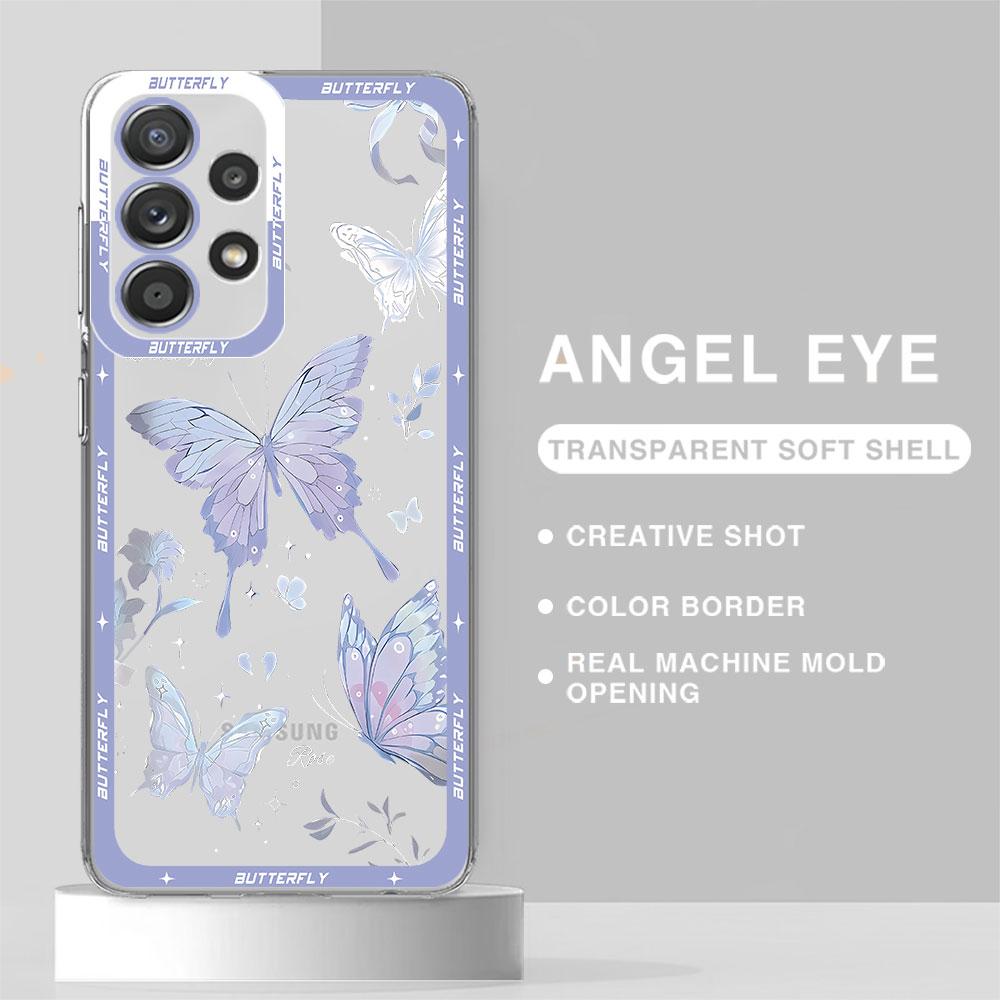 Cases Case for Samsung Galaxy A34 A54 A14 4G A25 A33 A23 A13 A15 A24 A73 5G Cover Beautiful Butterfly Art Transparent Soft