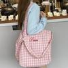 Light Weight Canvas Tote Bag Letter Large Capacity Crossbody Bag Simple Plaid Shoulder Bag  Girls