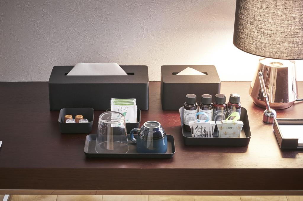 Yamazaki Tower Amenity x x Small Item Storage Bathroom 4220 Box, Black, Approx. W17.5 D13.5 H5cm, Tray, Tabletop,