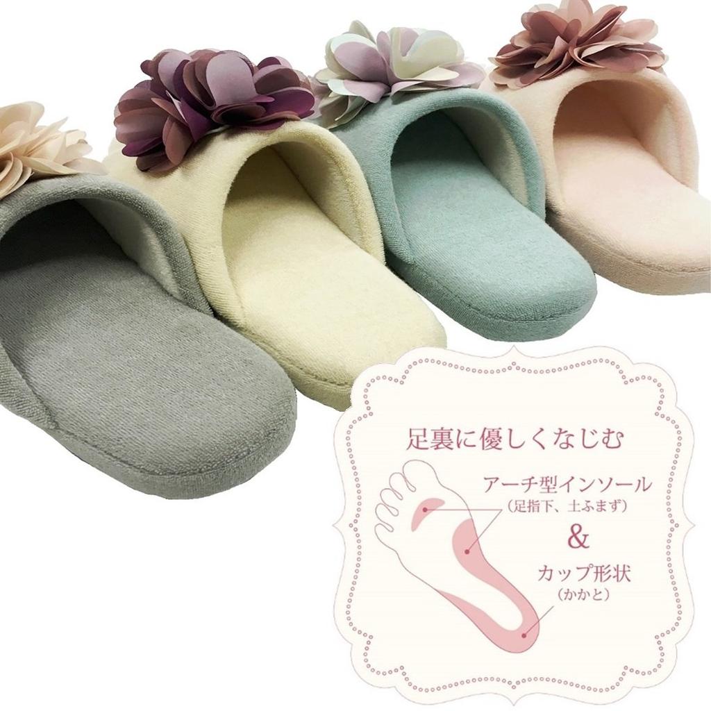 Senko Comfort Slippers with Floral Cotton Arched Cup Relaxed 91897 S.D.S. Motif, Pink, Approx. 25.5cm, Fabric, Sole, Shape, Fit,
