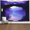 Romantic Purple Lake Tapestry Dreamy Landscape Wall Art Mystical Watercolor Decor for Bedroom Living Room Dorm