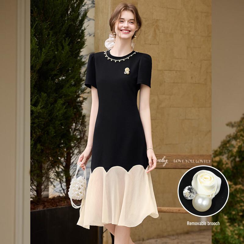 Bailuyu Beaded Round Neck A-Line Dress L