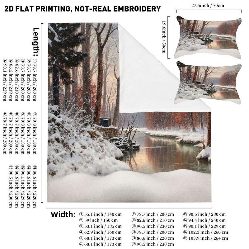 3-Piece Bedding Pillowcase Quilt Cover Set Winter Snow 2D Digital Printing Suitable For Bedroom Hotel Dormitory Decoration