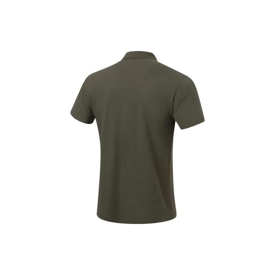 Li Ning Fitness Series Simple Solid Color Casual Sports Polo Shirt Men Tops Military-Green APLU253-4