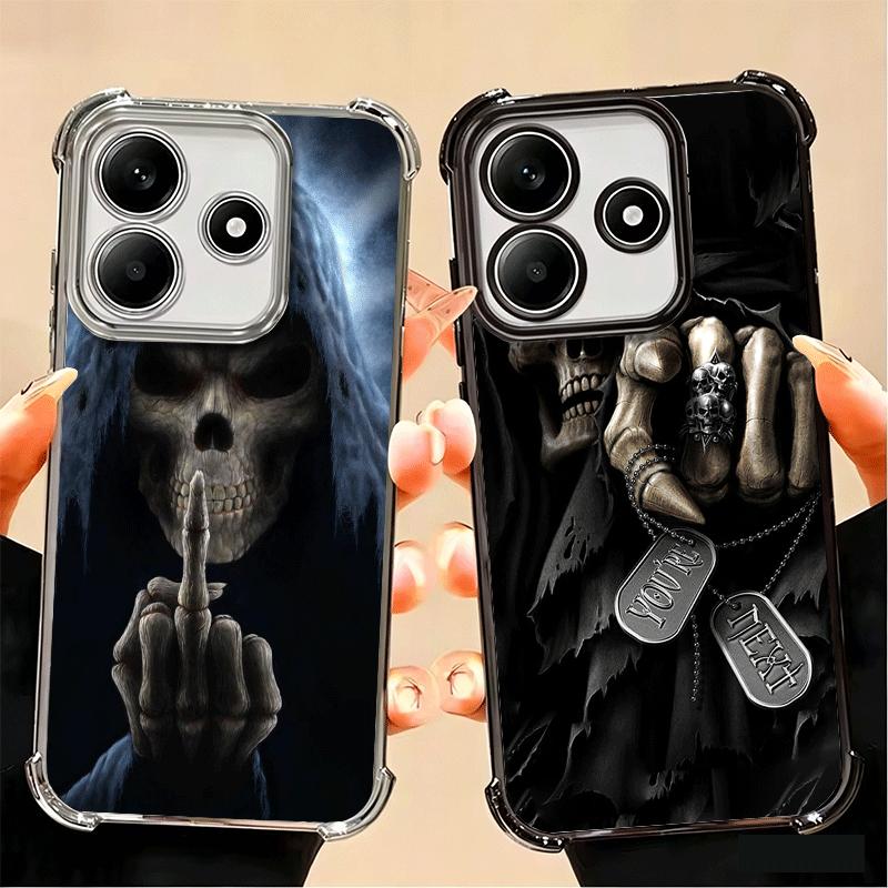 Coque de téléphone plaquée style amusant avec squelette de la Faucheuse pour Xiaomi Poco X5 X6 X7 X8 Pro Max F8 Ultra F7 M8 M7 M5S Redmi 15C 15 14C 1