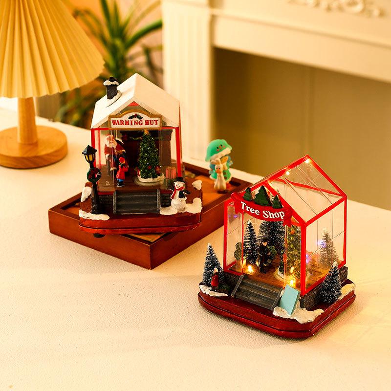 Christmas Gift Music Box Light Up Rotating House Christmas Decorations Music Box Tabletop Gift