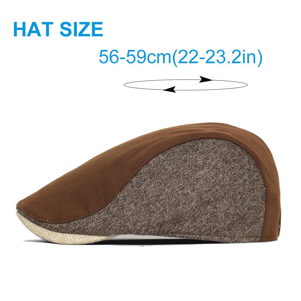 Vintage Herringbone Newsboy Cap Men Women Winter Thick Warm Casual Stripe Berets Gatsby Flat Hat Peaked Cap Adjustable Patchwork