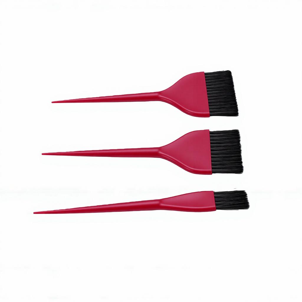 Pinceau de coloration pour cheveux à long manche contrôle précis pinceau de coloration capillaire pour débutants professionnels Rosé Sanguin Lot de 3 pièces