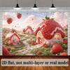 2D Whimsical Strawberry Houses & Hearts Photography Background