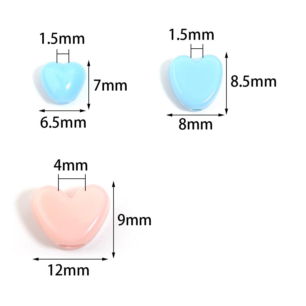 100pcs/lot Mixed Color Heart Shaped Beads Big Hole Loose Spacer Acrylic Beads For DIY Charms Bracelet Necklace Jewelry Wholesale