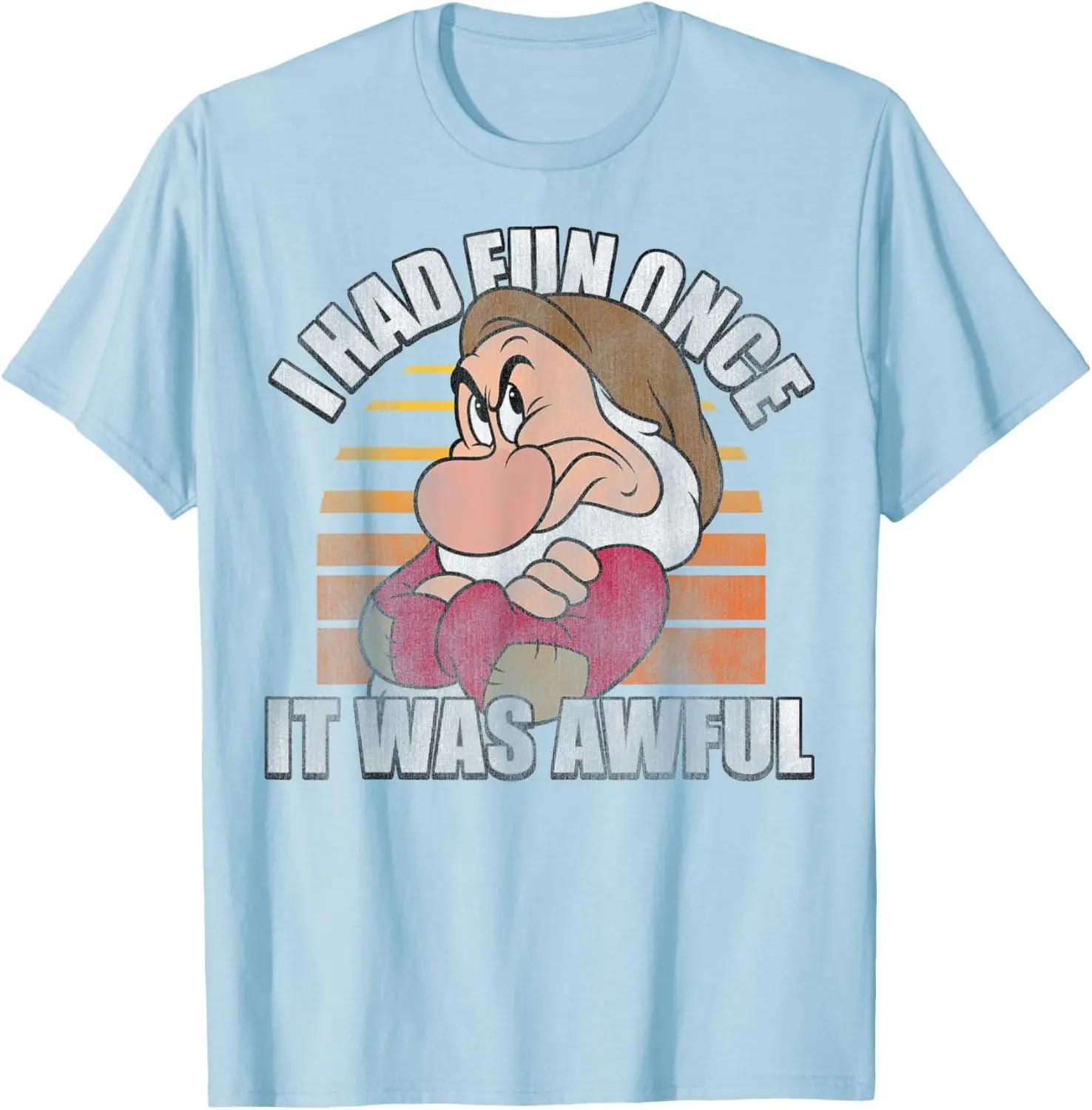 Hot Fashion Casual Disney Snow White Grumpy I Had Fun Once It Was Awful T-Shirt S-4XL Summer L baby голубой