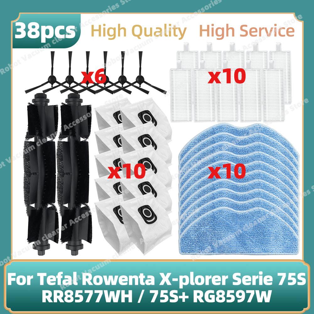 Compatible For Tefal Rowenta X-plorer Serie 75S RR8577WH / 75S+ RG8597W Roller Main Side Brush Hepa Filter Mop Cloth Parts