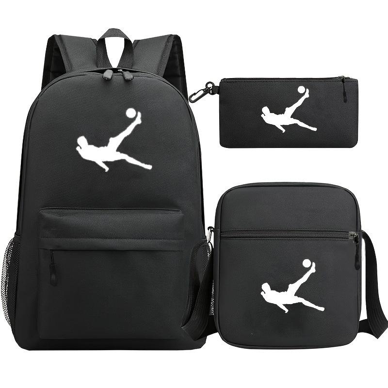 3-delige Schoolrugzakset voor Studenten Grote Capaciteit Oxford Stof Schooltas met Schouderband en Etui 3 piece set black
