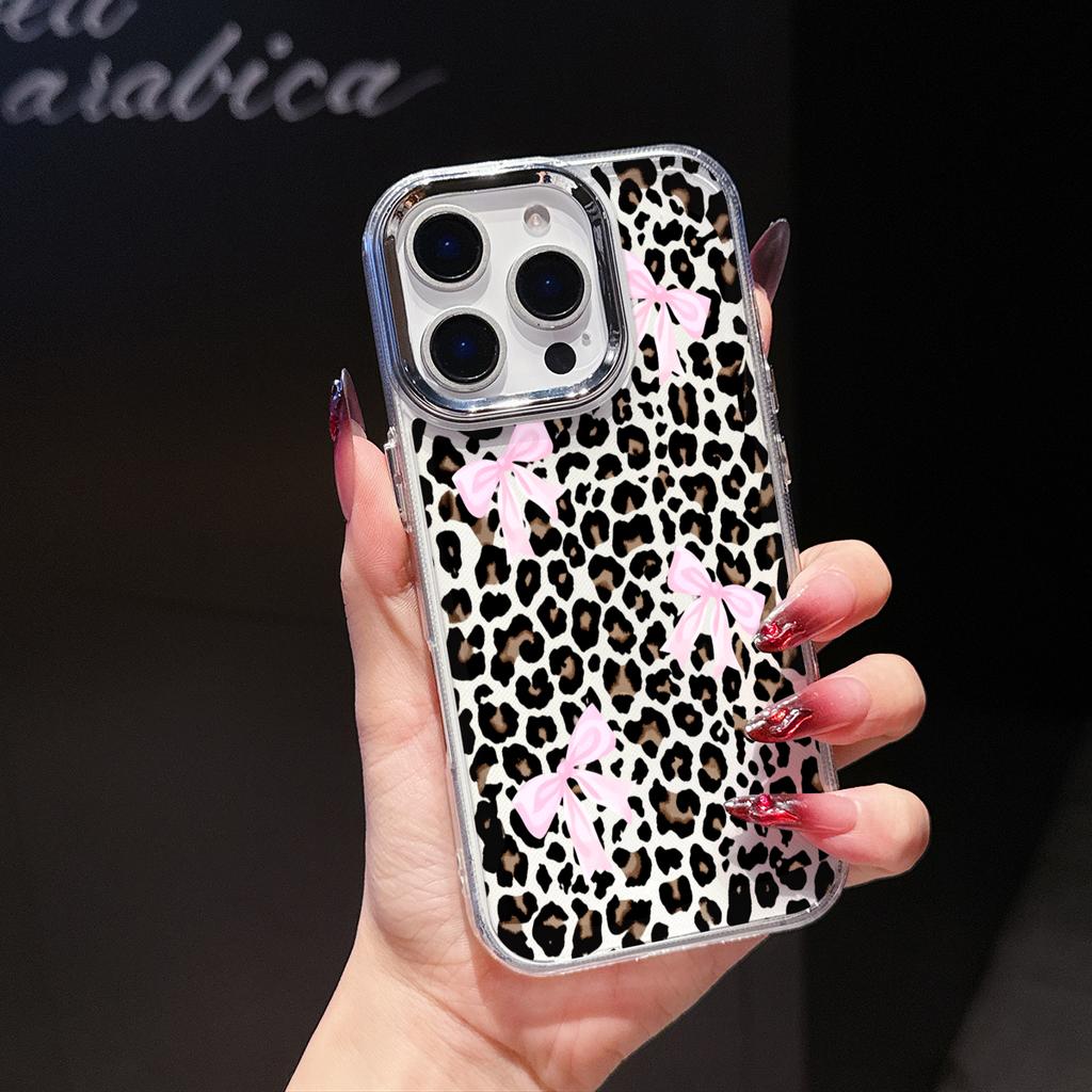 Coquette Leopard Bow Phone Case for iPhone 17 Air 16E 16 15 Pro Max 14 Plus 13 12 Mini X Xs 8 7 Soft TPU Cover Coques Accessory