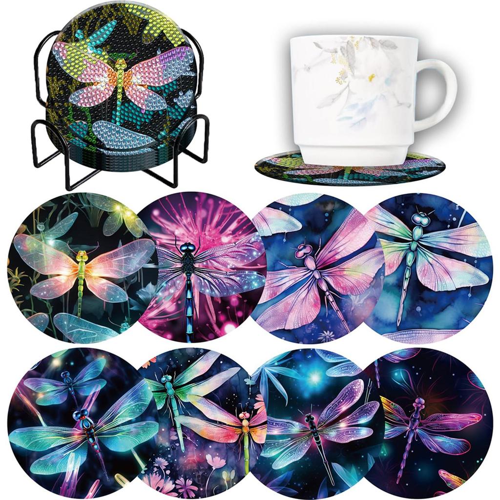 8Pcs Diamond Painting Coasters Animals Diamond Art Painting Kits DIY Diamond Art Coaster Diamond Art Crafts for Adults Gift
